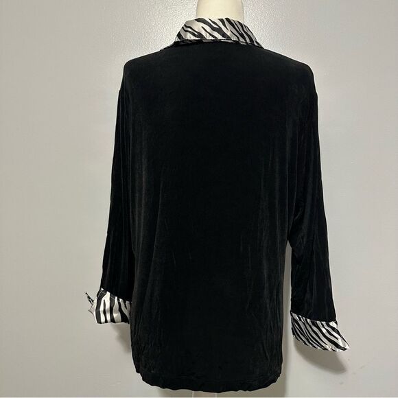Chico's Travelers Blouse Shirt 3/4 Sleeve Soft Stretch Black White size 3 (XL) - Picture 3 of 9